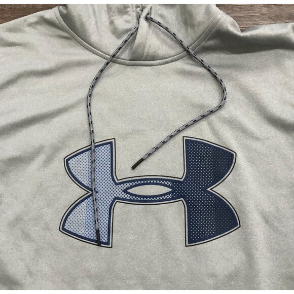 Under Armour Mens 2XL Gray & Blue Hoodie Pullover Sweatshirt - Picture 2 of 5